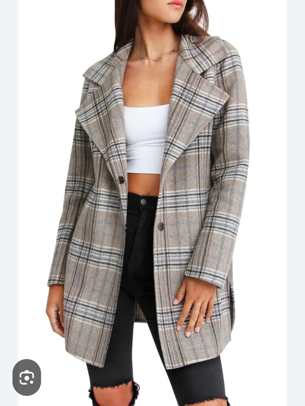 NWT Womens Belle & Bloom Ex-Boyfriend Plaid Wool Blend Coat